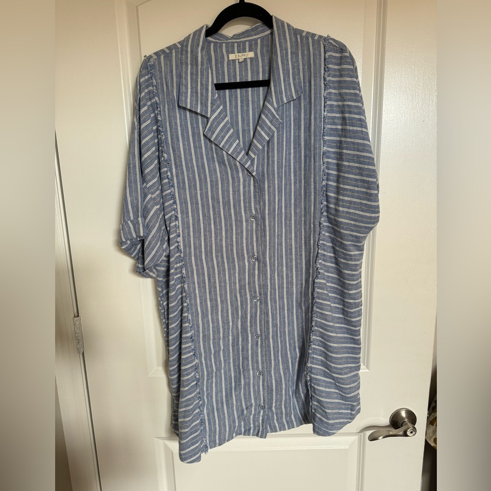 Z Supply Blue and White Striped Midi Dress